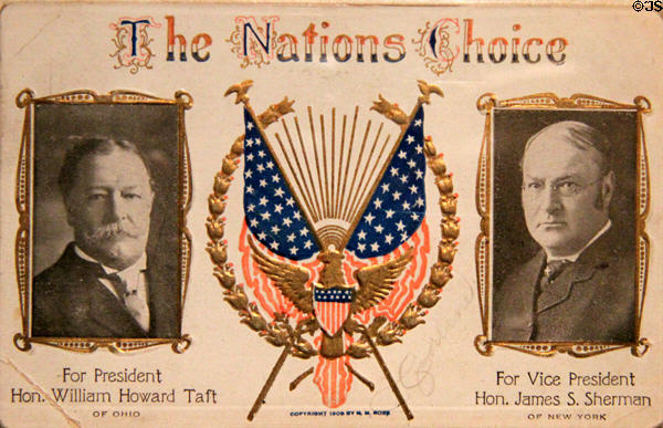 William Howard Taft & VP James S. Sherman campaign graphic (1908) at Taft House NHS. Cincinnati, OH.