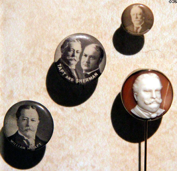 W.H. Taft campaign buttons (1908) at Taft House NHS. Cincinnati, OH.