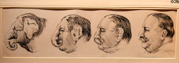 Election cartoon (1912) by Blythe showing W.H. Taft's evolution from a Republican elephant into a President at Taft House NHS. Cincinnati, OH.