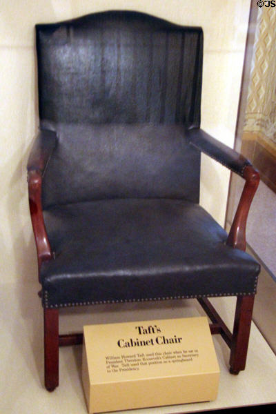 W.H. Taft's Cabinet Chair from when he served a Theodore Roosevelt's Secretary of War & was in charge of building the Panama Canal at Taft House NHS. Cincinnati, OH.