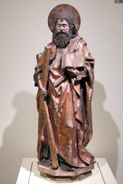Saint Andrew limestone sculpture (15thC) from Spain at Cincinnati Art Museum. Cincinnati, OH.