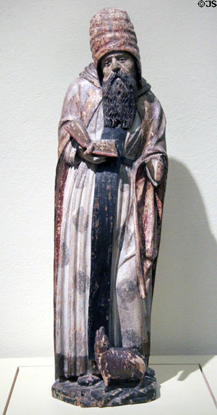 Saint Anthony Abbot wood sculpture (c1520) from Germany at Cincinnati Art Museum. Cincinnati, OH.
