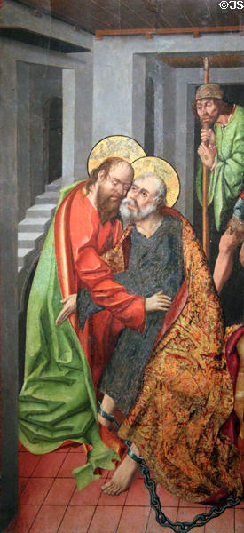 St Paul visiting St Peter in Prison painting (c1500) by Fernando Gallego of Spain at Cincinnati Art Museum. Cincinnati, OH.