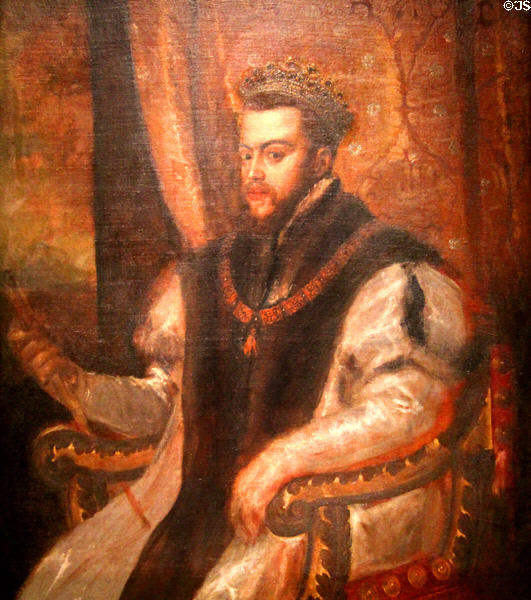 Portrait of Philip II of Spain (c1555) by Titian of Italy at Cincinnati Art Museum. Cincinnati, OH.