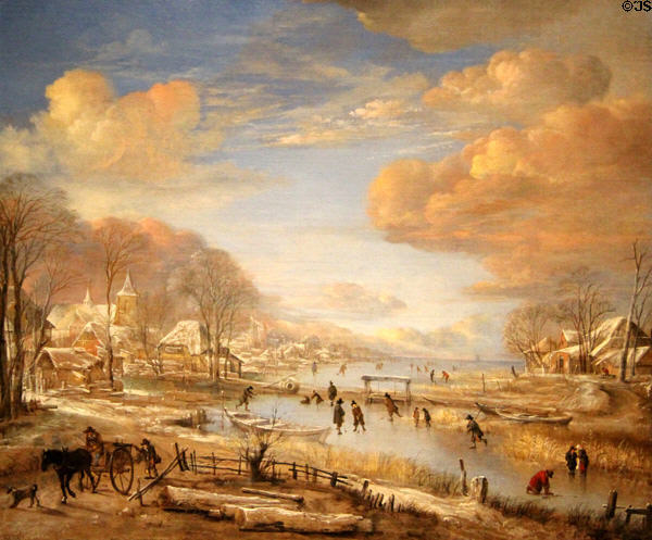 Winter Landscape painting (late-1640s) by Aert van der Neer of Amsterdam, The Netherlands at Cincinnati Art Museum. Cincinnati, OH.