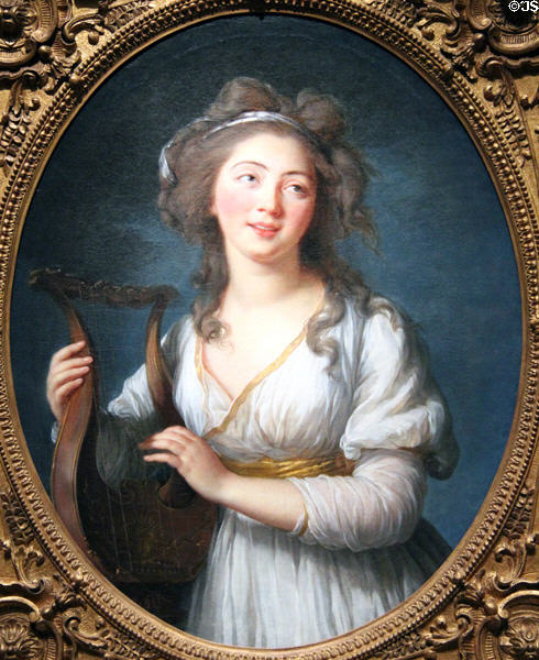Portrait of Young Woman Playing a Lyre (late 1780s) by Marie Vigée-Lebrun of France at Cincinnati Art Museum. Cincinnati, OH.