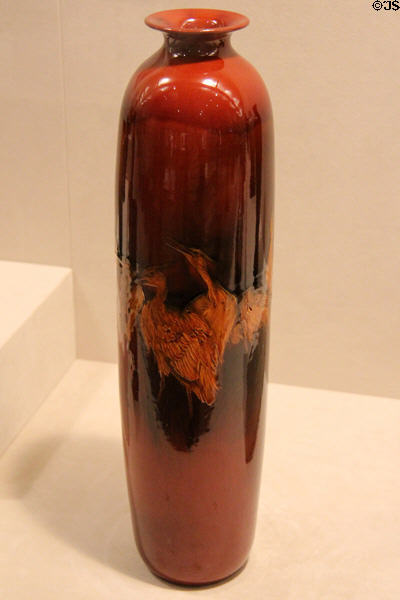 Earthenware red vase (1893) by William Watts Taylor & Kataro Shirayamadani of Rookwood Pottery Co. of Cincinnati at Cincinnati Art Museum. Cincinnati, OH.