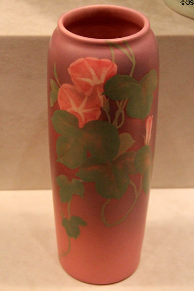Earthenware red vase (1906) by Harriet Elizabeth Wilcox of Rookwood Pottery Co. of Cincinnati at Cincinnati Art Museum. Cincinnati, OH.