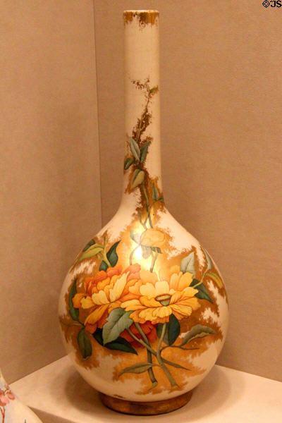 Earthenware vase with flowers (1879-91) by unknown of Cincinnati Art Pottery Co. at Cincinnati Art Museum. Cincinnati, OH.