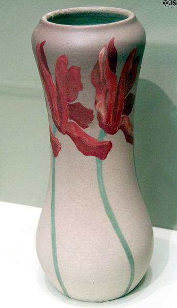 Earthenware vase (1911-4) by Albert Robert Valentien of Valentien Pottery of Cincinnati at Cincinnati Art Museum. Cincinnati, OH.