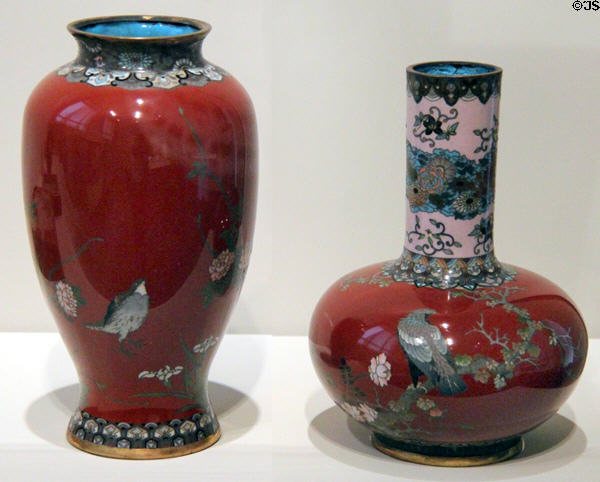 Enamelware vases (19thC) from Japan at Cincinnati Art Museum. Cincinnati, OH.