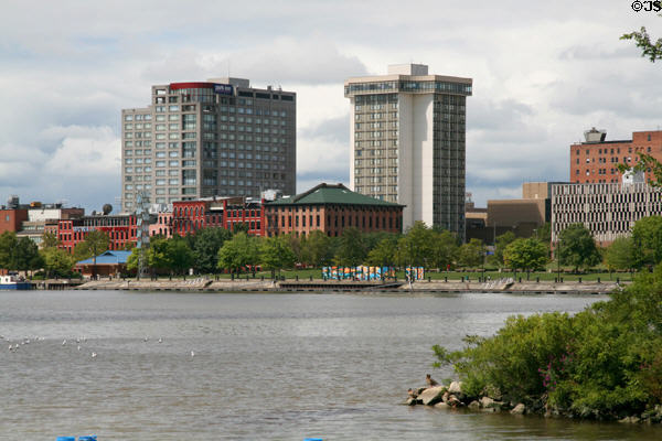 Skyline of Toledo over Fort Industry Square with Park Inn & Hotel SeaGate. Toledo, OH.