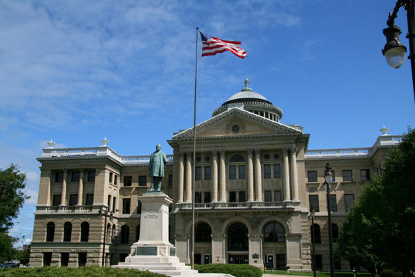 Lucas County Courthouse (810 Jackson St.). Toledo, OH. Architect: David L. Stine. On National Register.