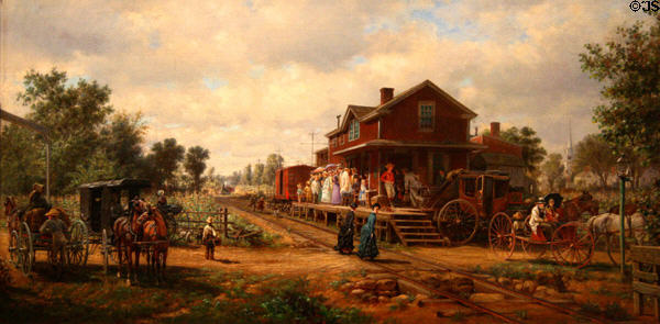 The Coming Train painting (1880) by Edward Lamson Henry at Toledo Museum of Art. Toledo, OH.