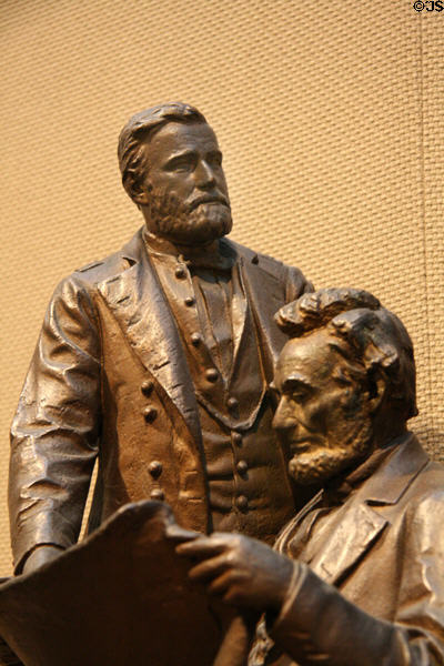 Detail of U.S. Grant & A. Lincoln from Council of War sculpture (after 1868) by John Rogers at Toledo Museum of Art. Toledo, OH.