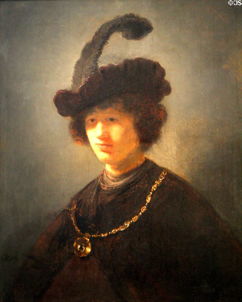 Young Man with Plumed Hat painting (1631) by Rembrandt at Toledo Museum of Art. Toledo, OH.