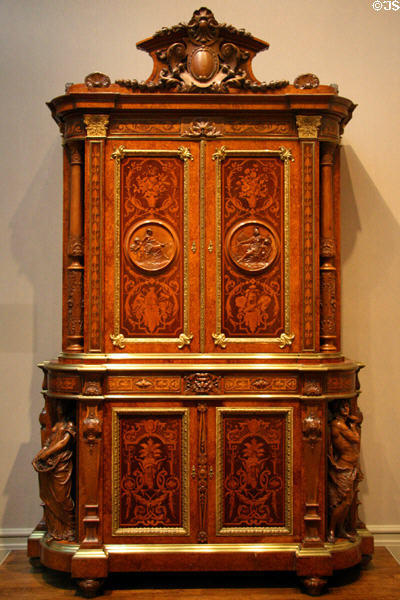 Mahogany cabinet (1862) by Joseph Cremer & Co. of France for London International Exhibition of 1862 at Toledo Museum of Art. Toledo, OH.