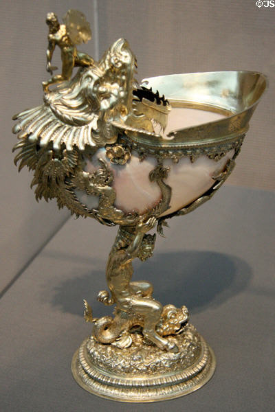 Dutch Nautilus Cup in gilded silver mounts 1596 by Jan Jacobsz. van Royesteyn at Toledo Museum of Art. Toledo, OH.