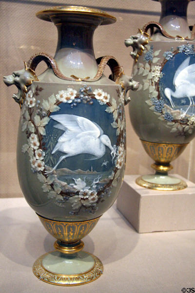 Sèvres sculpted porcelain vases (1866) using paste on paste method at Toledo Museum of Art. Toledo, OH.