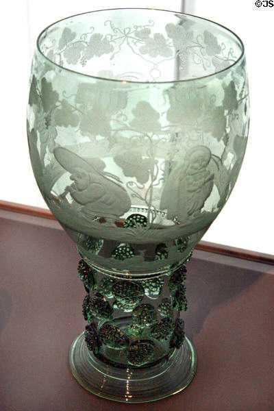German wine glass with dwarfs (1661) at Toledo Glass Pavilion. Toledo, OH.
