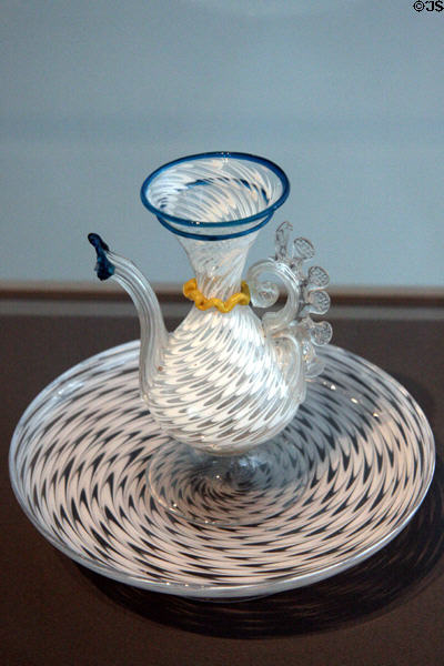 Venetian blown glass cruet & plate (17thC) at Toledo Glass Pavilion. Toledo, OH.