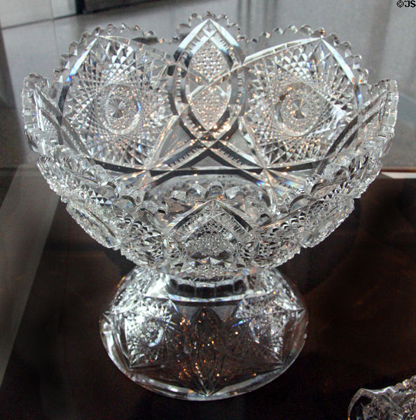 Cut glass punch bowl (1900) by Libbey Glass Co. of Toledo at Toledo Glass Pavilion. Toledo, OH.