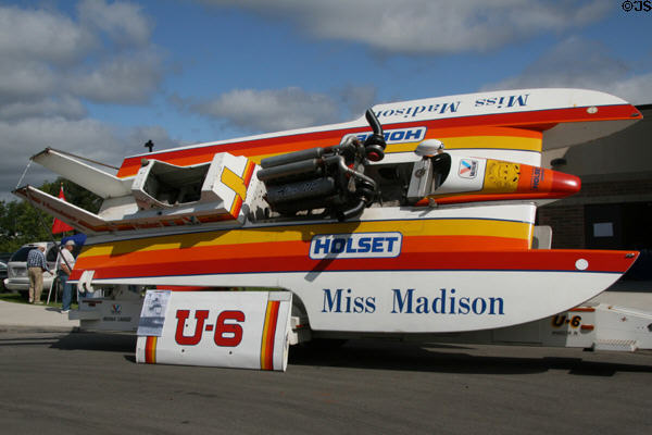 Miss Madison racing power boat at Toledo Boat Show. Toledo, OH.