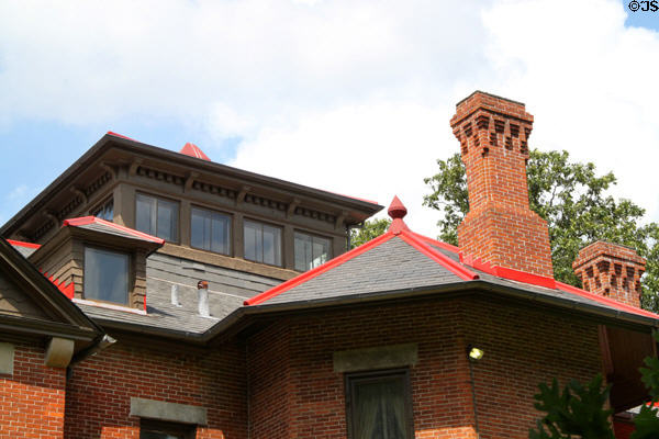 Square cupola with windows over stairwell plus octagonal 1880 addition of Hayes Presidential Home. Fremont, OH.
