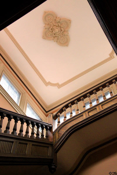 Stairwell with medallion on ceiling of Hayes Presidential Home. Fremont, OH.