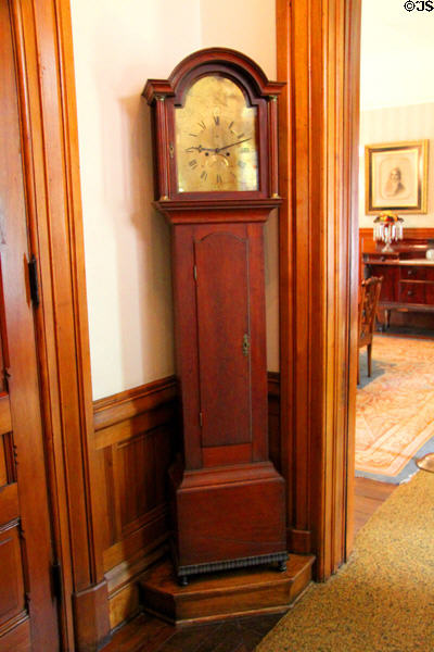 Tall clock (1779) was wedding gift to R.B. Hayes' grandmother in entry hall of Hayes Presidential Home. Fremont, OH.