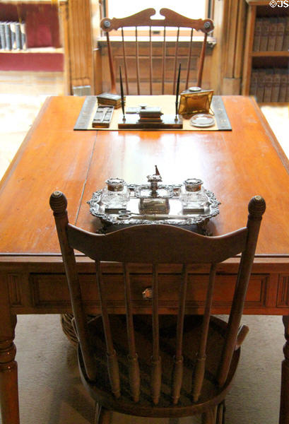 Table where President Hayes worked in library of Hayes Presidential Home. Fremont, OH.