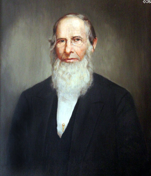 Sardis Birchard (age 70) uncle of Rutherford B. Hayes & builder of Spiegel Grove house painting at Hayes Presidential Home. Fremont, OH.