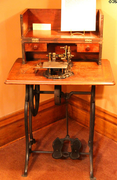 Wheeler & Wilson Sewing Machine (1858 or prior) of Lucy Webb Hayes used by Rutherford's wife to mend Civil War uniforms of Ohio volunteers & later in the White House. Fremont, OH.