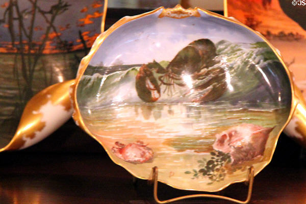 President Rutherford B. Hayes China plate with lobster & shellfish painting by Haviland at Hayes Presidential Center. Fremont, OH.