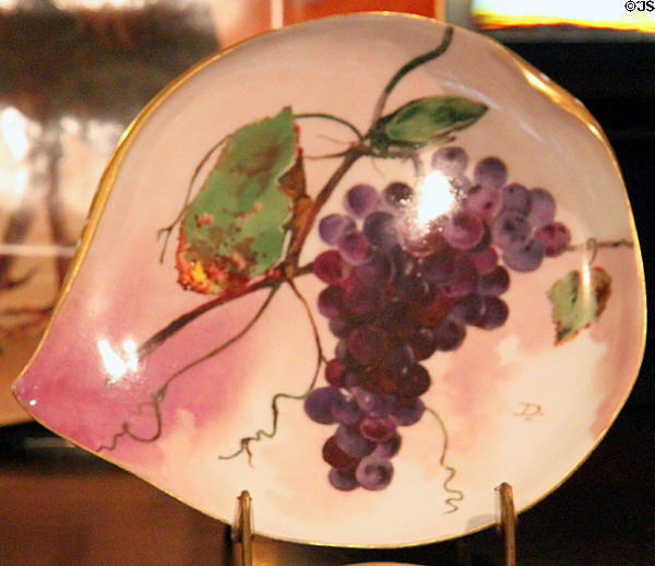 President Rutherford B. Hayes China plate with grapes painting by Haviland at Hayes Presidential Center. Fremont, OH.
