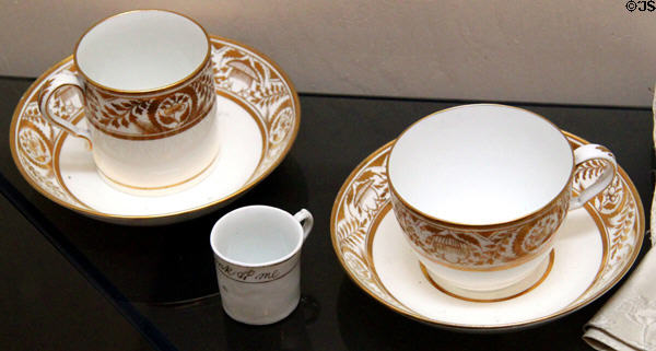 China cups & saucers (1826) used by Lucy Hayes' mother Maria Cook Webb at Hayes Presidential Center. Fremont, OH.