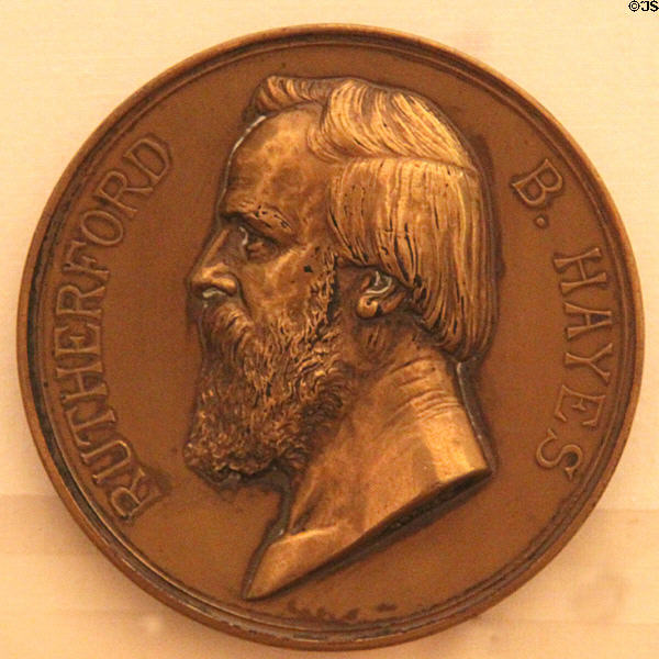 Rutherford B. Hayes presidential medal at Hayes Library. Fremont, OH.