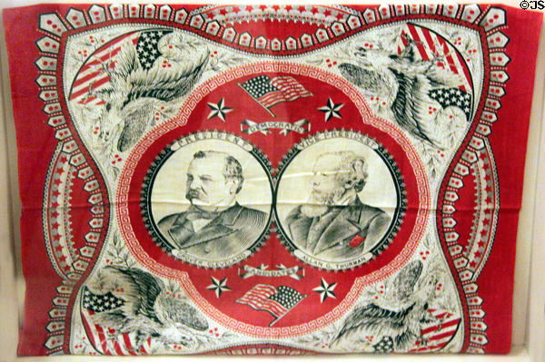 Grover Cleveland & Allen G. Thurman printed campaign handkerchief (1888) (at Hayes Presidential Center). Fremont, OH.