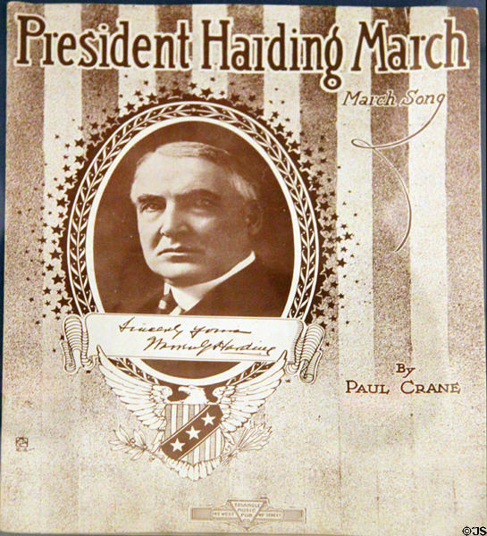 President Warren G, Harding Marching Song sheet music (at Hayes Presidential Center). Fremont, OH.