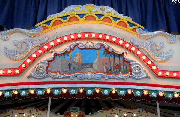 Painted Arabic scene from Carousel at Merry-Go-Round Museum. Sandusky, OH.