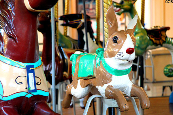 Rabbit on Merry-Go-Round Museum's working carousel. Sandusky, OH.