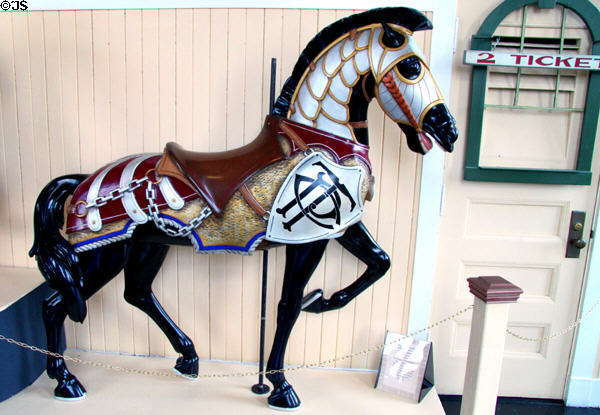 Philadelphia style carousel lead horse (1910) by Philadelphia Toboggan Co. at Merry-Go-Round Museum. Sandusky, OH.
