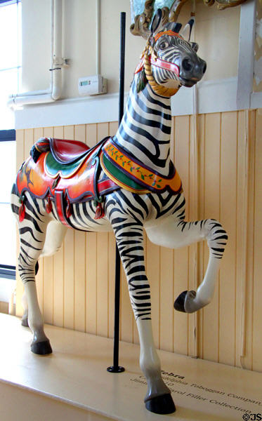 Carousel zebra (c1910) by Philadelphia Toboggan Co. at Merry-Go-Round Museum. Sandusky, OH.