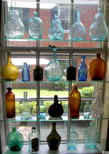 American glass bottles (19thC) at Milan Historical Museum. Milan, OH.