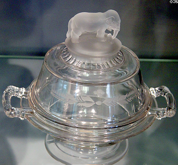Jumbo Butter Dish (c1885) by Canton (OH) Glass Co. at Milan Historical Museum. Milan, OH.