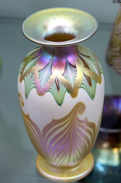 Quezal glass vase at Milan Historical Museum. Milan, OH.