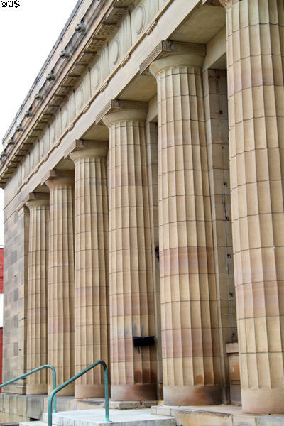 Neoclassical columns of former U.S. Post Office in Tiffin. Tiffin, OH.