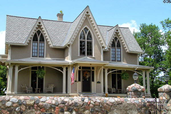 Springdale Gothic-style house (c1910) (318 Sycamore St.). Tiffin, OH. Style: Gothic Revival. Architect: George Netcher. On National Register.