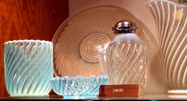 Swirl pattern of Glass (1889-91) by A.J. Beatty & Sons at Tiffin Glass Museum. Tiffin, OH.