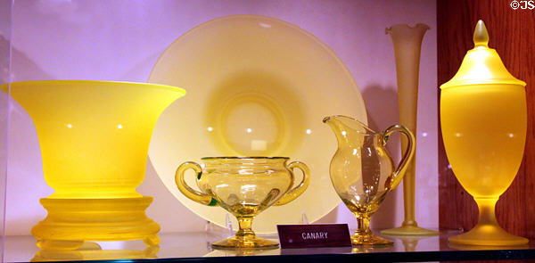 Canary glass (1920s-30s) at Tiffin Glass Museum. Tiffin, OH.